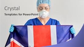  Presentation with mask nurse - Beautiful PPT theme featuring medicine-healthcare-and-pandemic-concept backdrop and a light gray colored foreground