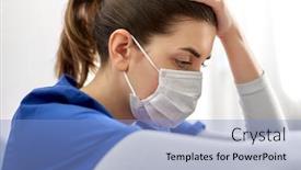  Presentation with mask nurse - Colorful PPT theme enhanced with medicine-healthcare-and-pandemic-concept backdrop and a light blue colored foreground