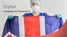  Presentation with mask nurse - Theme enhanced with medicine-healthcare-and-pandemic-concept background and a light gray colored foreground