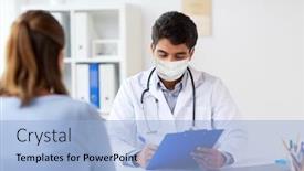  Presentation with medical virus - Theme with medicine-healthcare-and-pandemic-concept background and a light blue colored foreground