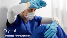  Presentation with hospital mask - Cool new presentation theme with medicine-healthcare-and-pandemic-concept backdrop and a navy blue colored foreground