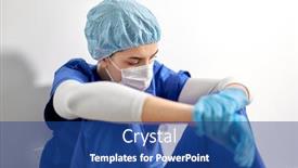  Presentation with hospital mask - PPT theme consisting of medicine-healthcare-and-pandemic-concept background and a ocean colored foreground