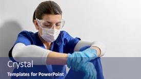  Presentation with hospital mask - Slides enhanced with medicine-healthcare-and-pandemic-concept background and a navy blue colored foreground