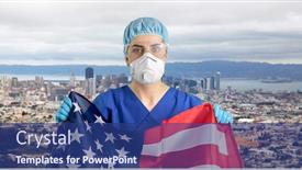  Presentation with mask nurse - Beautiful theme featuring medicine-healthcare-and-pandemic-concept backdrop and a ocean colored foreground