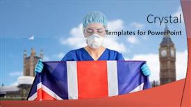  Presentation with mask nurse - Slides with medicine-healthcare-and-pandemic-concept background and a light blue colored foreground