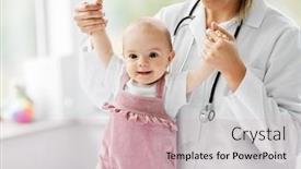  Presentation with baby nurse - Amazing slide set having medicine healthcare and pediatrics concept backdrop and a soft green colored foreground