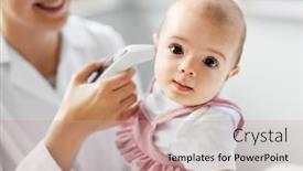  Presentation with pediatrics - Amazing PPT theme having medicine-healthcare-and-pediatrics-concept backdrop and a coral colored foreground