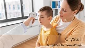  Presentation with medicine - Theme having medicine-healthcare-and-pediatry-concept background and a coral colored foreground