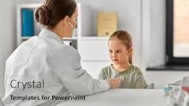  Presentation with medical concept - Slide set having medicine-healthcare-and-pediatry-concept background and a light gray colored foreground