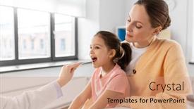  Presentation with healthcare - PPT theme consisting of medicine-healthcare-and-pediatry-concept background and a coral colored foreground