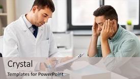  Presentation with medical clipboard - Presentation theme with medicine healthcare and people concept background and a light gray colored foreground