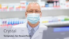  Presentation with medical pharmacy - PPT layouts having medicine-healthcare-and-people-concept background and a light blue colored foreground