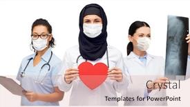  Presentation with virus disease - Slide deck featuring medicine-healthcare-and-people-concept background and a coral colored foreground