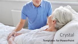  Presentation with hospital bed - Audience pleasing slide set consisting of medicine-healthcare-and-people-concept backdrop and a light blue colored foreground