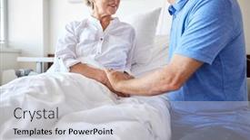  Presentation with hospital bed - Audience pleasing presentation design consisting of medicine-healthcare-and-people-concept backdrop and a lemonade colored foreground