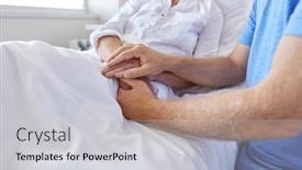  Presentation with hospital bed - Beautiful slide set featuring medicine-healthcare-and-people-concept backdrop and a light gray colored foreground