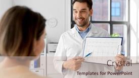  Presentation with medicine - Presentation design having medicine-healthcare-and-people-concept background and a mint green colored foreground