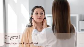  Presentation with female hospital patient - PPT layouts with medicine-healthcare-and-people-concept background and a lemonade colored foreground