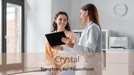  Presentation with people talking - Theme having medicine-healthcare-and-people-concept background and a coral colored foreground