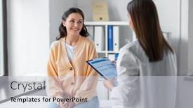  Presentation with female hospital patient - PPT theme with medicine-healthcare-and-people-concept background and a lemonade colored foreground