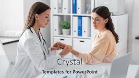  Presentation with female hospital patient - PPT layouts with medicine-healthcare-and-people-concept background and a lemonade colored foreground