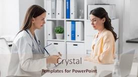  Presentation with female hospital patient - Theme with medicine-healthcare-and-people-concept background and a soft green colored foreground