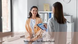  Presentation with female hospital patient - Presentation theme having medicine-healthcare-and-people-concept background and a coral colored foreground