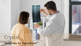  Presentation with female hospital patient - Presentation having medicine-healthcare-and-people-concept background and a lemonade colored foreground