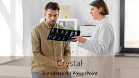  Presentation with female hospital patient - Presentation design having medicine-healthcare-and-people-concept background and a coral colored foreground