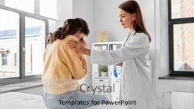  Presentation with female hospital patient - Theme having medicine-healthcare-and-people-concept background and a light gray colored foreground
