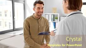  Presentation with female hospital patient - Presentation theme consisting of medicine-healthcare-and-people-concept background and a tawny brown colored foreground