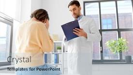  Presentation with medicine - Presentation theme consisting of medicine-healthcare-and-people-concept background and a light blue colored foreground