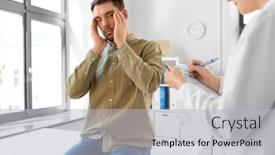  Presentation with female hospital patient - Presentation enhanced with medicine-healthcare-and-people-concept background and a light gray colored foreground
