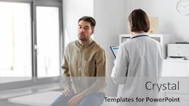  Presentation with female hospital patient - Presentation theme consisting of medicine-healthcare-and-people-concept background and a light gray colored foreground