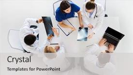  Presentation with healthcare - Beautiful slide set featuring medicine healthcare and people concept backdrop and a light gray colored foreground