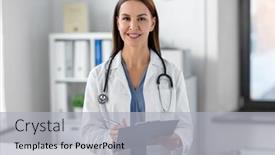  Presentation with clipboard stethoscope - Presentation theme consisting of medicine-healthcare-and-profession-concept background and a light gray colored foreground