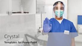  Presentation with blue shield - PPT theme consisting of medicine-healthcare-and-protection-concept background and a light gray colored foreground