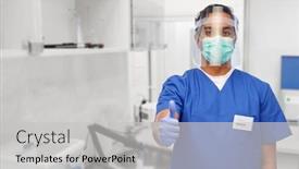  Presentation with blue shield - Presentation design featuring medicine-healthcare-and-protection-concept background and a light gray colored foreground