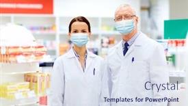  Presentation with medical technology healthcare - Beautiful slide deck featuring medicine-healthcare-and-technology-concept backdrop and a sky blue colored foreground