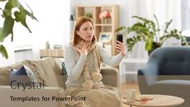  Presentation with healthcare technology - Amazing slide set having medicine-healthcare-and-technology-concept backdrop and a coral colored foreground