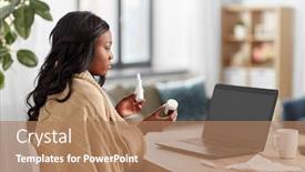  Presentation with healthcare technology - Presentation theme featuring medicine-healthcare-and-technology-concept background and a coral colored foreground