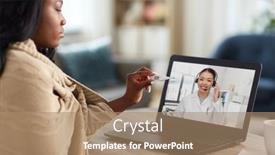  Presentation with doctor african - Amazing PPT theme having medicine-healthcare-and-technology-concept backdrop and a coral colored foreground