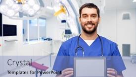  Presentation with nurse technology - Slide deck enhanced with medicine-healthcare-and-technology-concept background and a light blue colored foreground