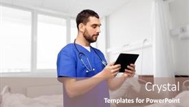  Presentation with nurse technology - Colorful presentation theme enhanced with medicine-healthcare-and-technology-concept backdrop and a coral colored foreground