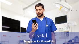  Presentation with nurse technology - Colorful slide set enhanced with medicine-healthcare-and-technology-concept backdrop and a ocean colored foreground