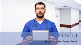  Presentation with nurse technology - Slide deck consisting of medicine-healthcare-and-technology-concept background and a light blue colored foreground