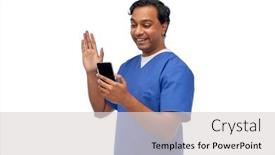  Presentation with nurse technology - Beautiful slide set featuring medicine-healthcare-and-technology-concept backdrop and a light gray colored foreground