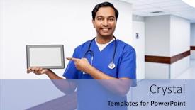  Presentation with nurse technology - Presentation theme consisting of medicine-healthcare-and-technology-concept background and a light blue colored foreground