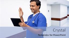  Presentation with nurse technology - Presentation theme enhanced with medicine-healthcare-and-technology-concept background and a light blue colored foreground