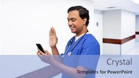  Presentation with nurse technology - Amazing theme having medicine-healthcare-and-technology-concept backdrop and a light blue colored foreground